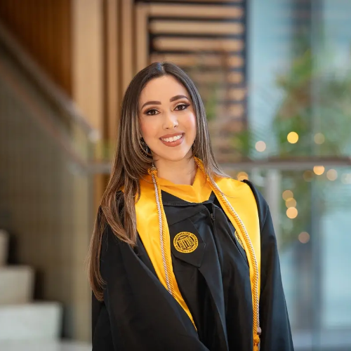 Lesly Alvarez graduated from VCU this month with a bachelor’s degree in health services from the College of Health Professions. (Tom Kojcsich, Enterprise Marketing and Communications)