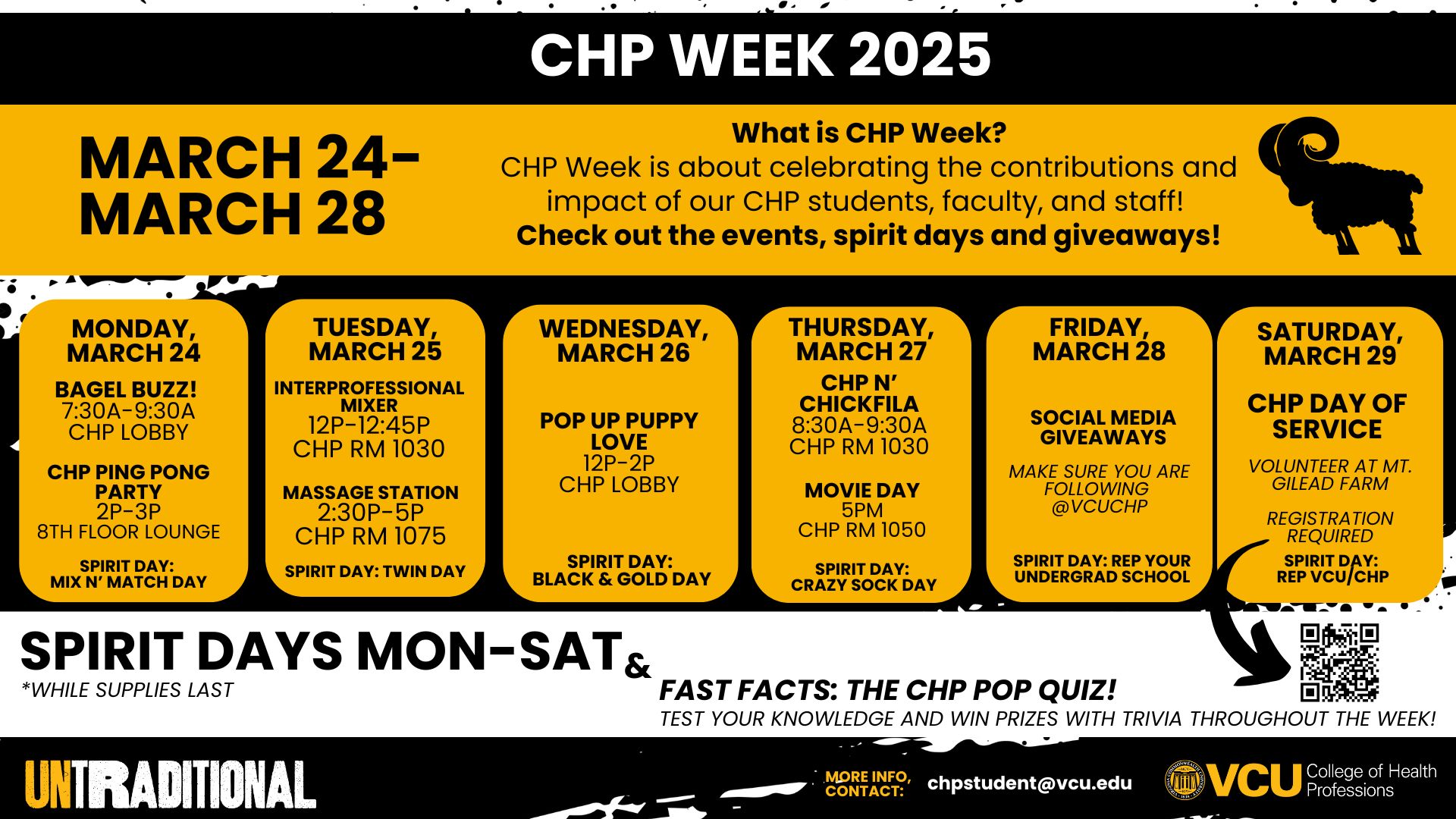 CHP Week 2025 March 24 - 29 For more information, contact chpstudent@vcu.edu