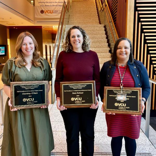 Courtney OHara, Sara Kohout and Brenda Brown, recipients of the 2024 Staff Excellence awards