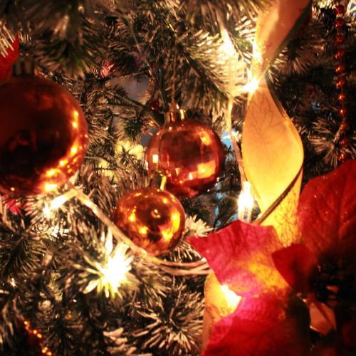 Christmas decorations in a Christmas tree