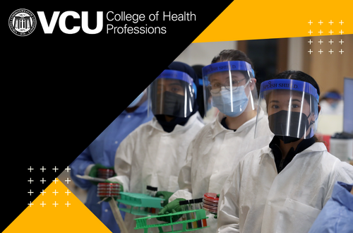 VCU College of Health Professions Medical Laboratory Students lined up smiling at camera