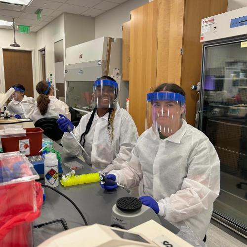 Transfusion Services Summer Scholars in the lab