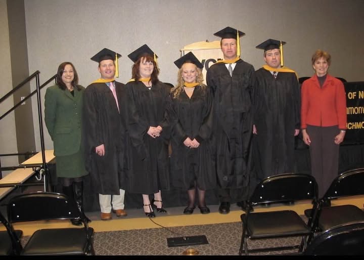 Hunnicutt, third from left, with her cohort following commencement exercises.